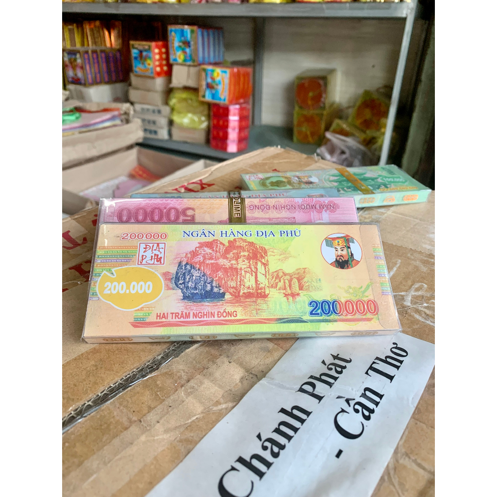 Tiền đô la âm phủ 200 tờ mệnh giá 50k, 100k, 200k, 500k hàng mã đóng hộp nhãn vàng cao cấp
