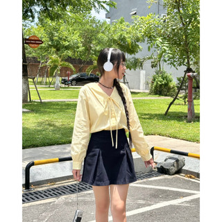 Áo sơ mi cổ V thắt nơ