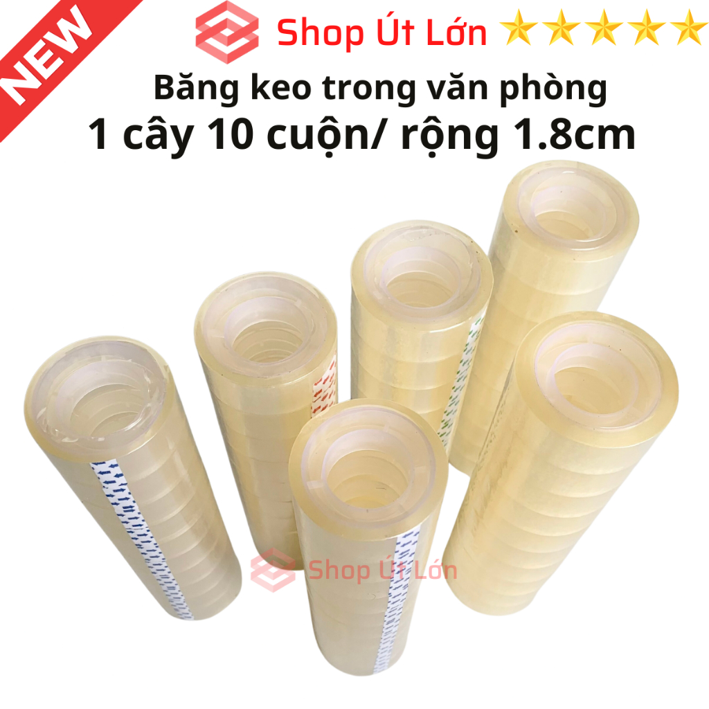 Băng keo trong văn phòng loại nhỏ, 1 cây 10 cuộn rộng 1.8cm, 10yard-20yard-25yard-30yard