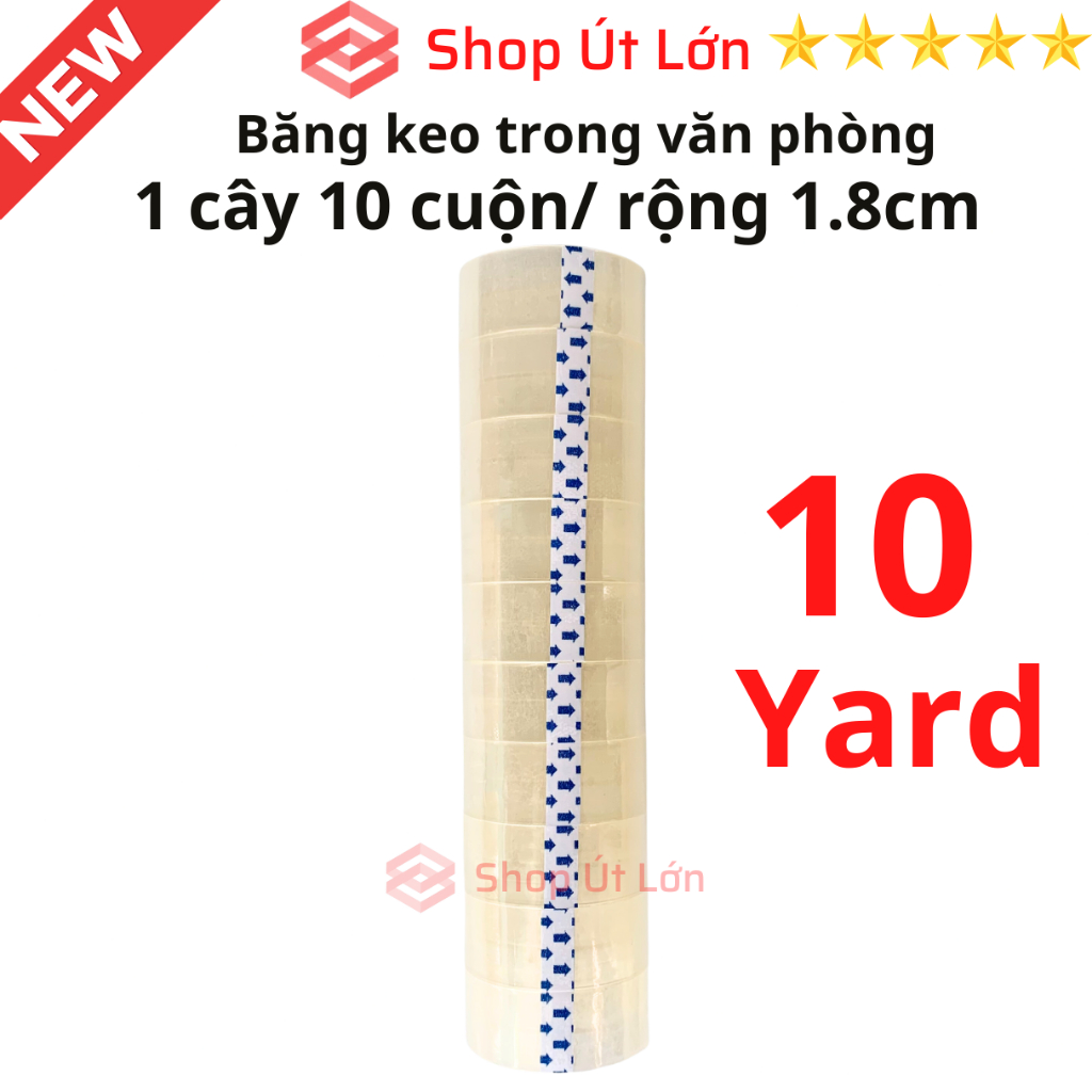 Băng keo trong văn phòng loại nhỏ, 1 cây 10 cuộn rộng 1.8cm, 10yard-20yard-25yard-30yard