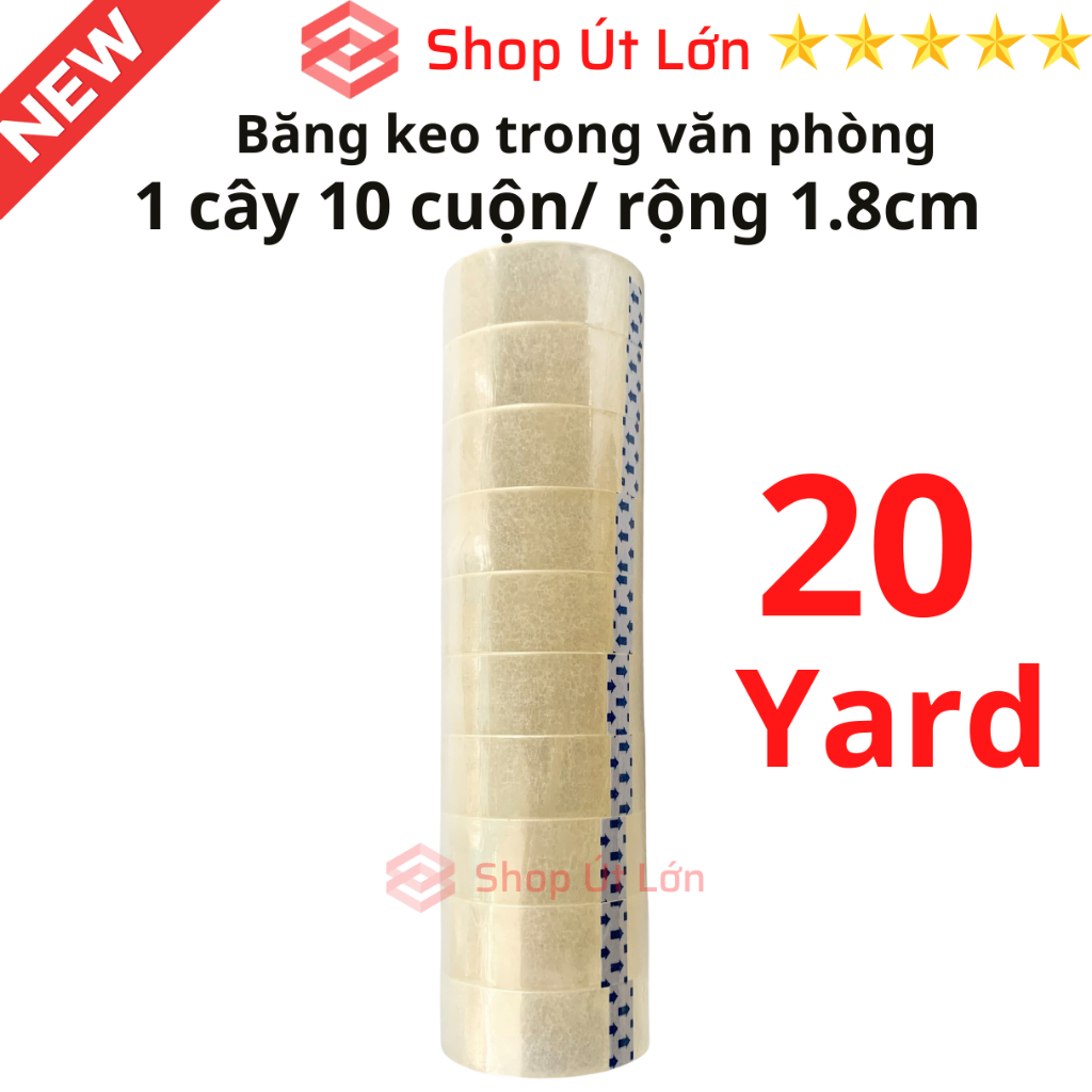 Băng keo trong văn phòng loại nhỏ, 1 cây 10 cuộn rộng 1.8cm, 10yard-20yard-25yard-30yard