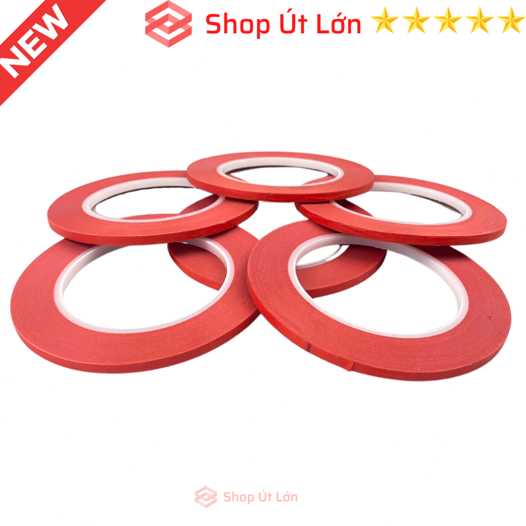 Combo 3 cuộn băng keo giấy màu đỏ, rộng 5mm, dài 75 mét