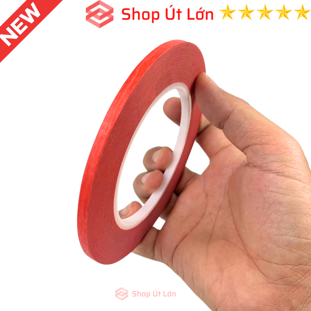 Combo 3 cuộn băng keo giấy màu đỏ, rộng 5mm, dài 75 mét