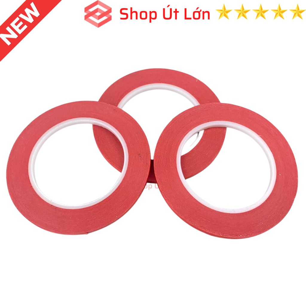 Combo 3 cuộn băng keo giấy màu đỏ, rộng 5mm, dài 75 mét
