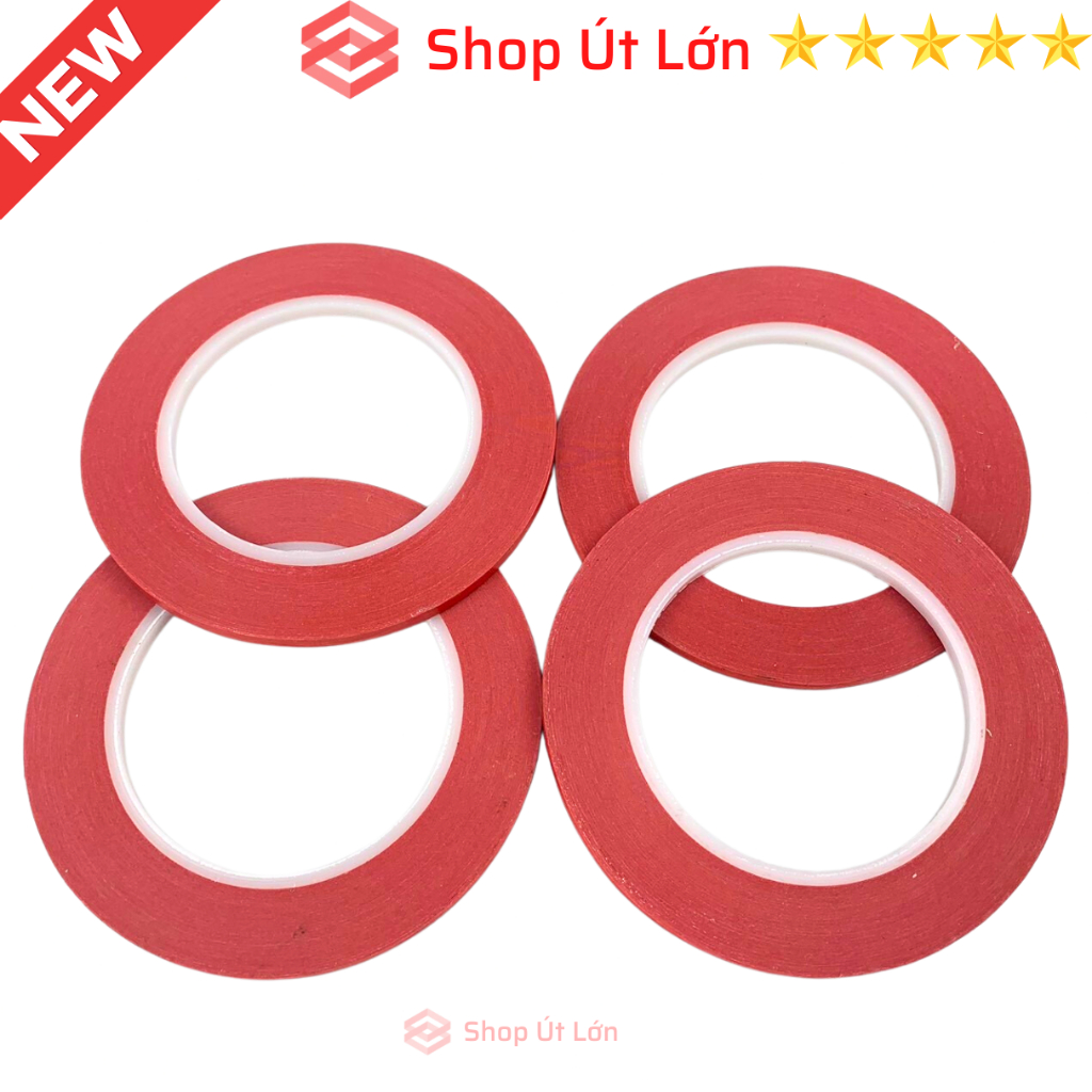 Combo 3 cuộn băng keo giấy màu đỏ, rộng 5mm, dài 75 mét