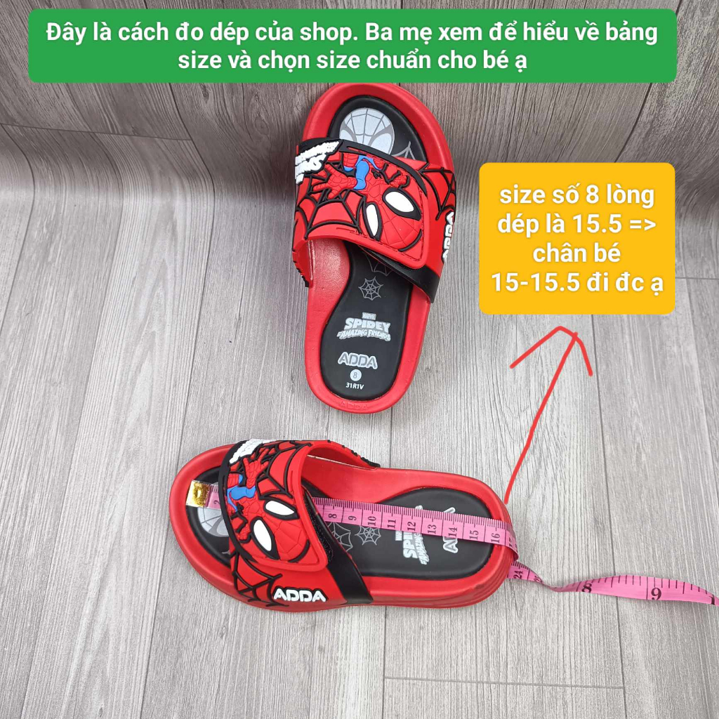 Dép siêu nhân bé trai, dép siêu nhân người nhện hàng Thái Lan có quai dán tiện điều chỉnh đi êm mềm không mùi LE07