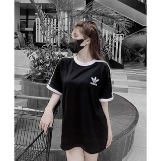 [Đủ size] Áo phông  nam nữ cộc tay 3 rót in logo trước ngực phối tay
