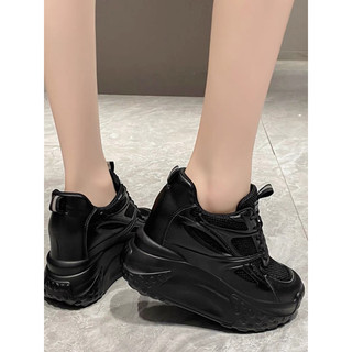 [ sẵn trắng 34, đen 35,36,38 ] Giày thể thao nữ đế độn 10cm