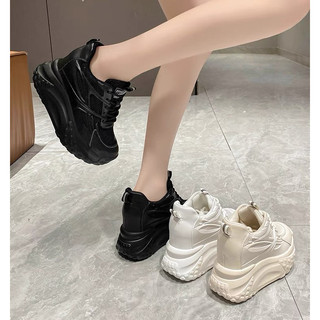 [ sẵn trắng 34, đen 35,36,38 ] Giày thể thao nữ đế độn 10cm