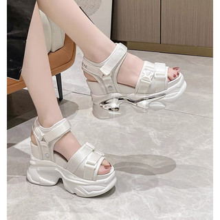 [ Sẵn trắng 37 ] sandal nữ đế xuồng 10cm