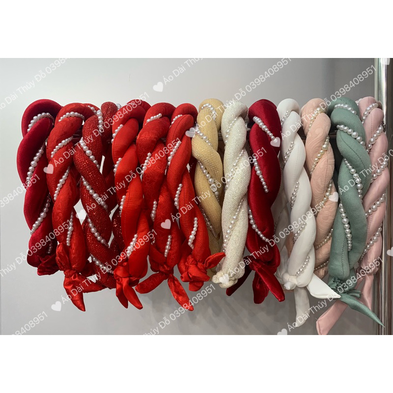 Mấn đội đầu, Mấn xoắn hạt ngọc, mấn kết hợp áo dài, phụ kiện cài tóc cô dâu [ ẢNH THẬT SHOP CHỤP ]