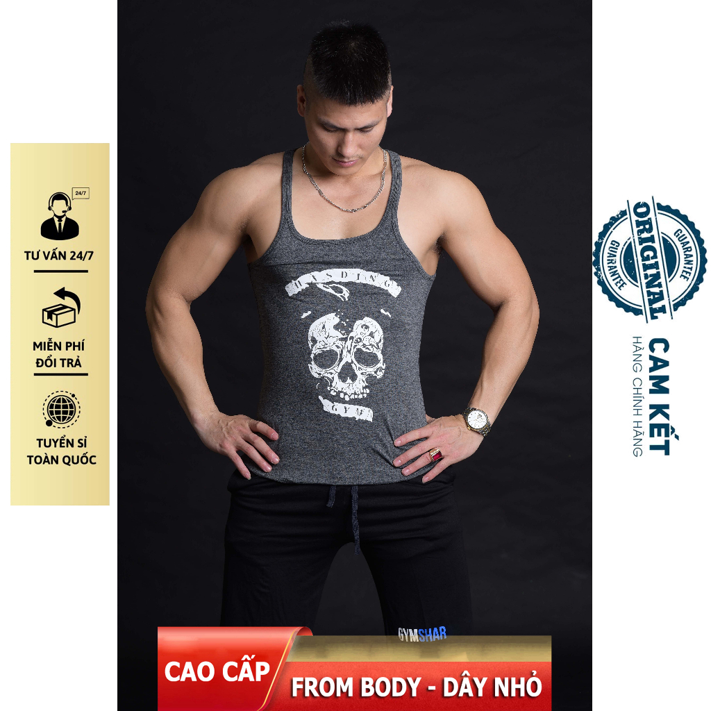 Áo ba lỗ nam tập gym HASDING GYM 2 dây tôn body [ Chất liệu cực đẹp mặc rất thích]