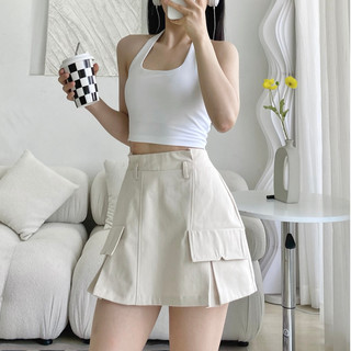 Chân váy kaki cạp cao chữ a kiểu túi hộp 2 lớp cao cấp