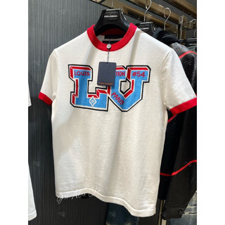 Áo len cộc tay - Louis Vuitton - LV Signatured logo knitwear trắng viền đỏ SS2022