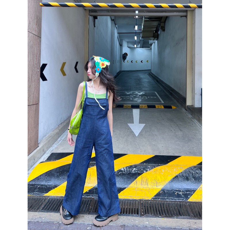DENIM JUMPSUIT - Jumpsuit denim hai dây - AIMEE