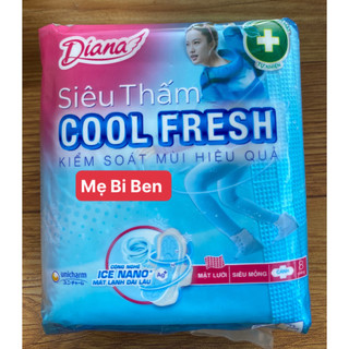 [MẪU MỚI] Băng Vệ Sinh Diana siêu thấm COOL FRESH cánh 8M 23cm mặt lưới