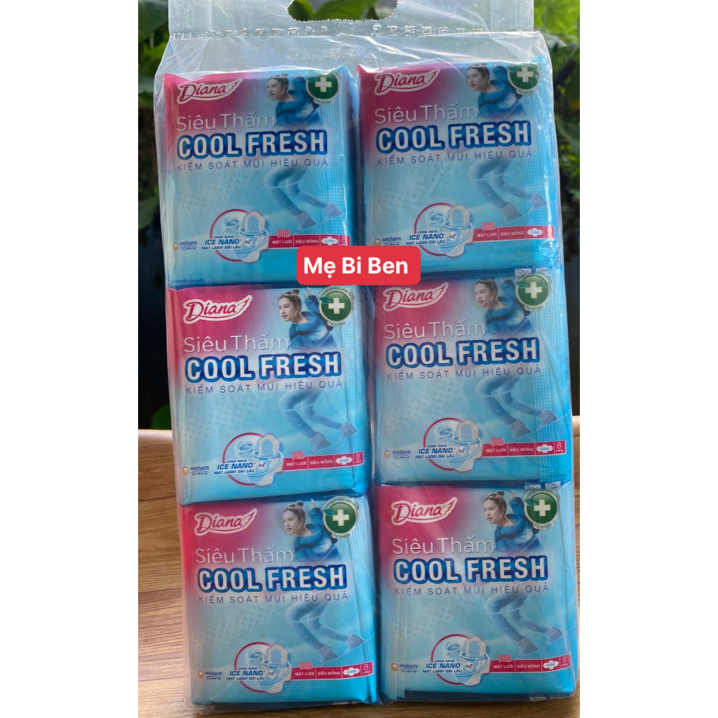 Băng Vệ Sinh Diana siêu thấm COOL FRESH cánh 8M