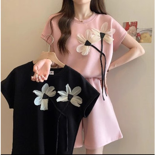 🌸hàng order🌸sét váy đầm bigsize áo phông thêu hoa 3d phối quần ồng rộng năng động nữ tính🌸hàng quảng châu