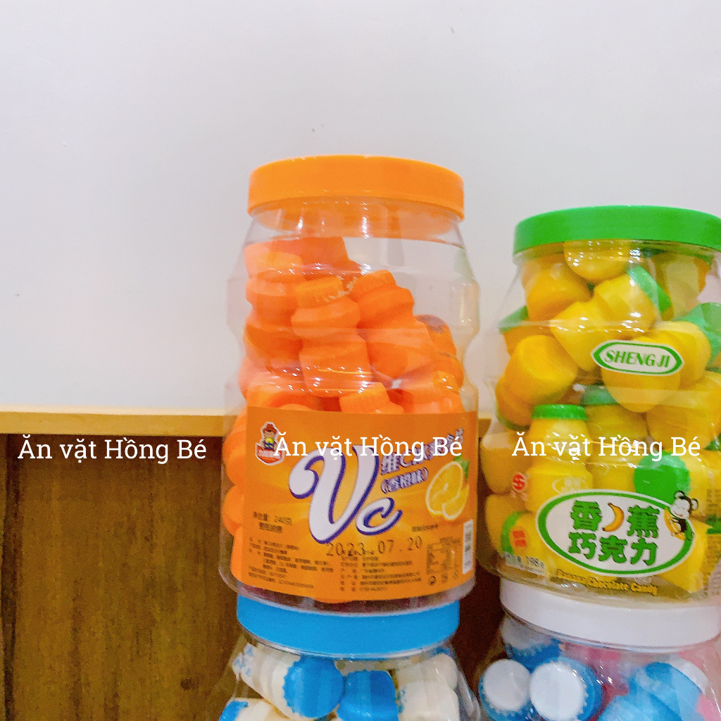 Hũ 30 lọ kẹo viên nén sữa chua đủ vị -  Ăn vặt Hồng Bé