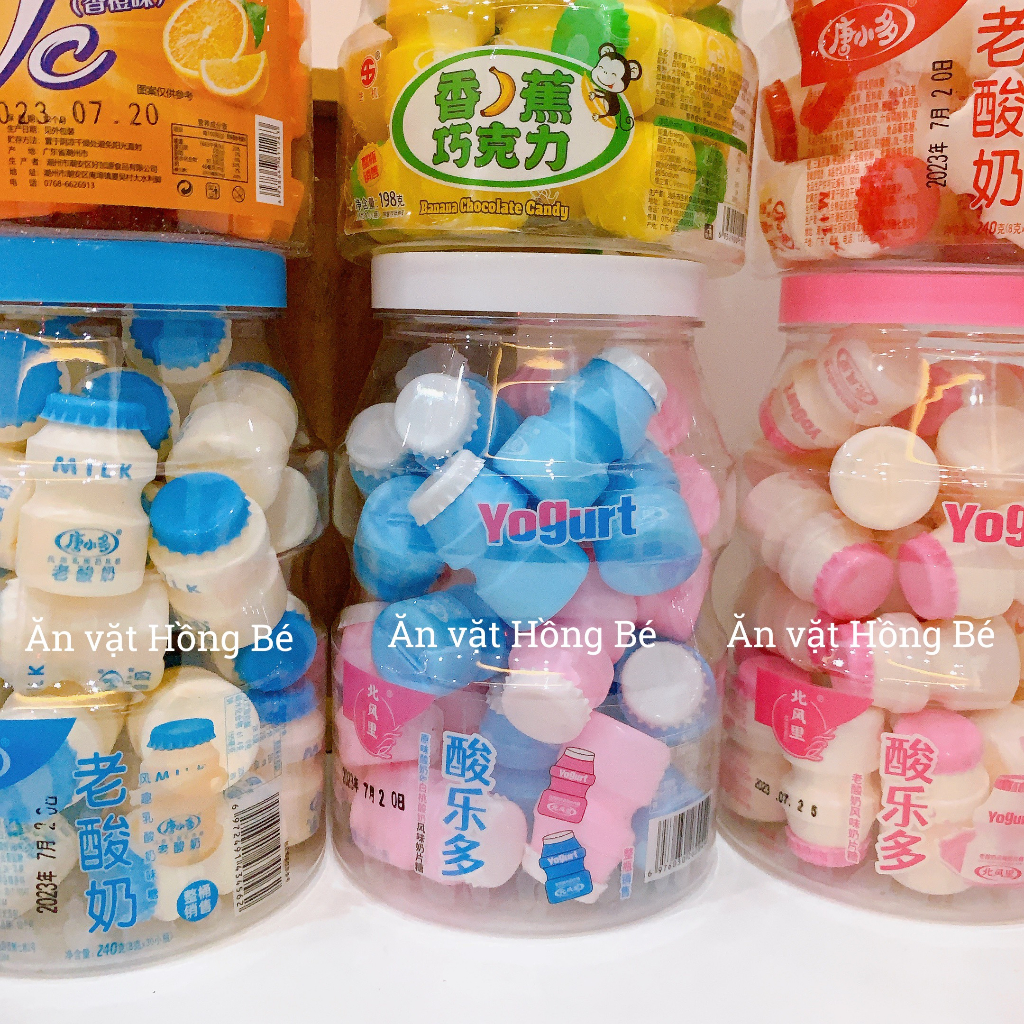 Hũ 30 lọ kẹo viên nén sữa chua đủ vị -  Ăn vặt Hồng Bé