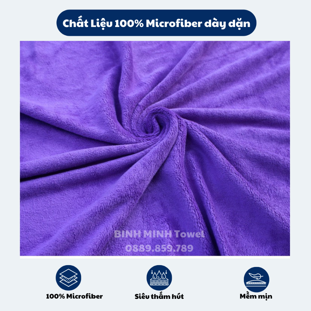 Combo khăn gội đầu quấn đầu loại Dày BinhMinh Towel 100% microfiber mềm mịn siêu thấm hút dùng trong spa và salon tóc