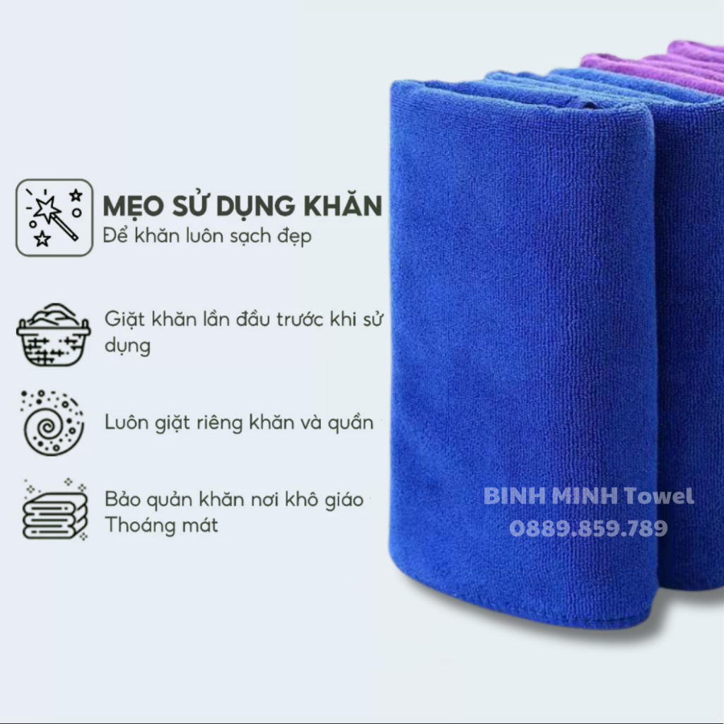 Combo khăn gội đầu quấn đầu loại Dày BinhMinh Towel 100% microfiber mềm mịn siêu thấm hút dùng trong spa và salon tóc