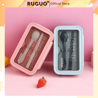 Hộp đựng cơm giữ nhiệt lúa mạch dung tích 1100ml hộp đựng thức ăn bento phong cách Nhật Bản (tặng kèm đũa thìa)