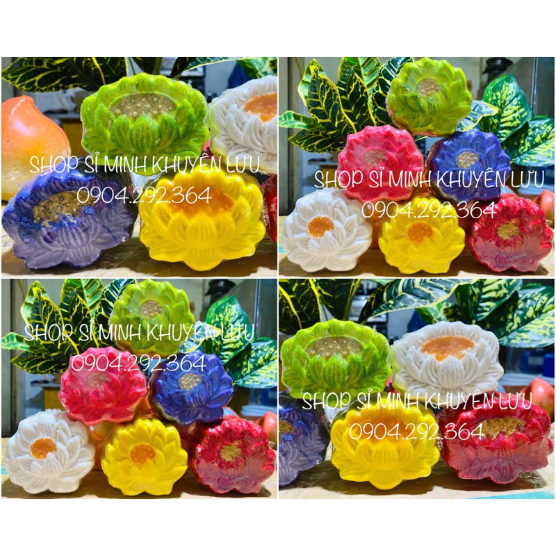 (2024) Phẩm Oản Sen Mộc đủ màu | Oản màu nhũ bọc màng cứng phụ kiện kết oản dâng gia tiên đền điện chùa | oản dâng phật