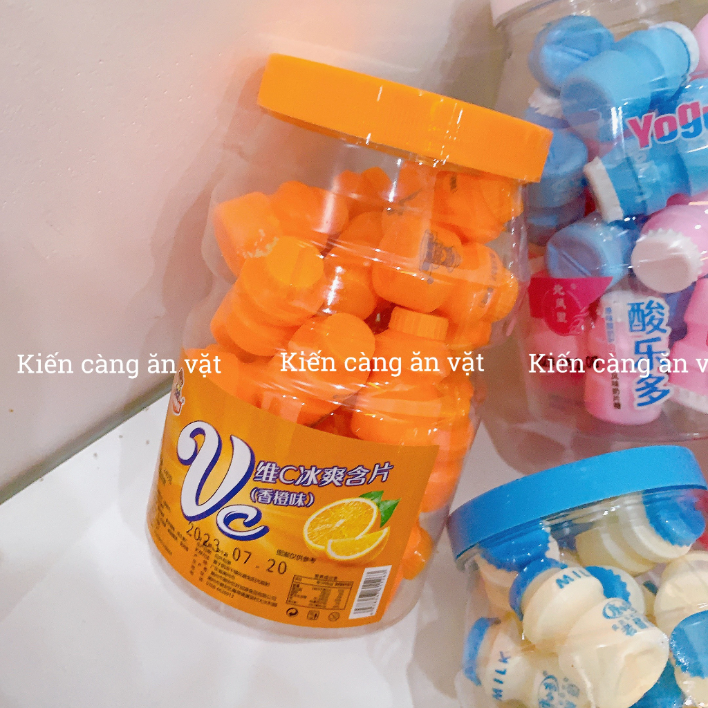 Kẹo viên nén sữa chua yogurt vị đào, dâu, cam, sữa, nguyên vị cho bé - Kiến càng ăn vặt