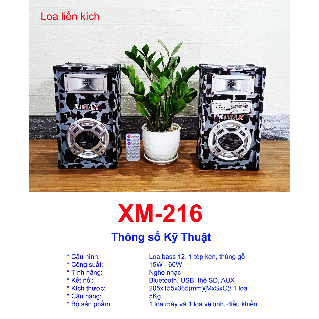 Loa liền kích âm ly kết nối bluetooth dùng cho TV, máy tính, gia đình XIMAX XM-216