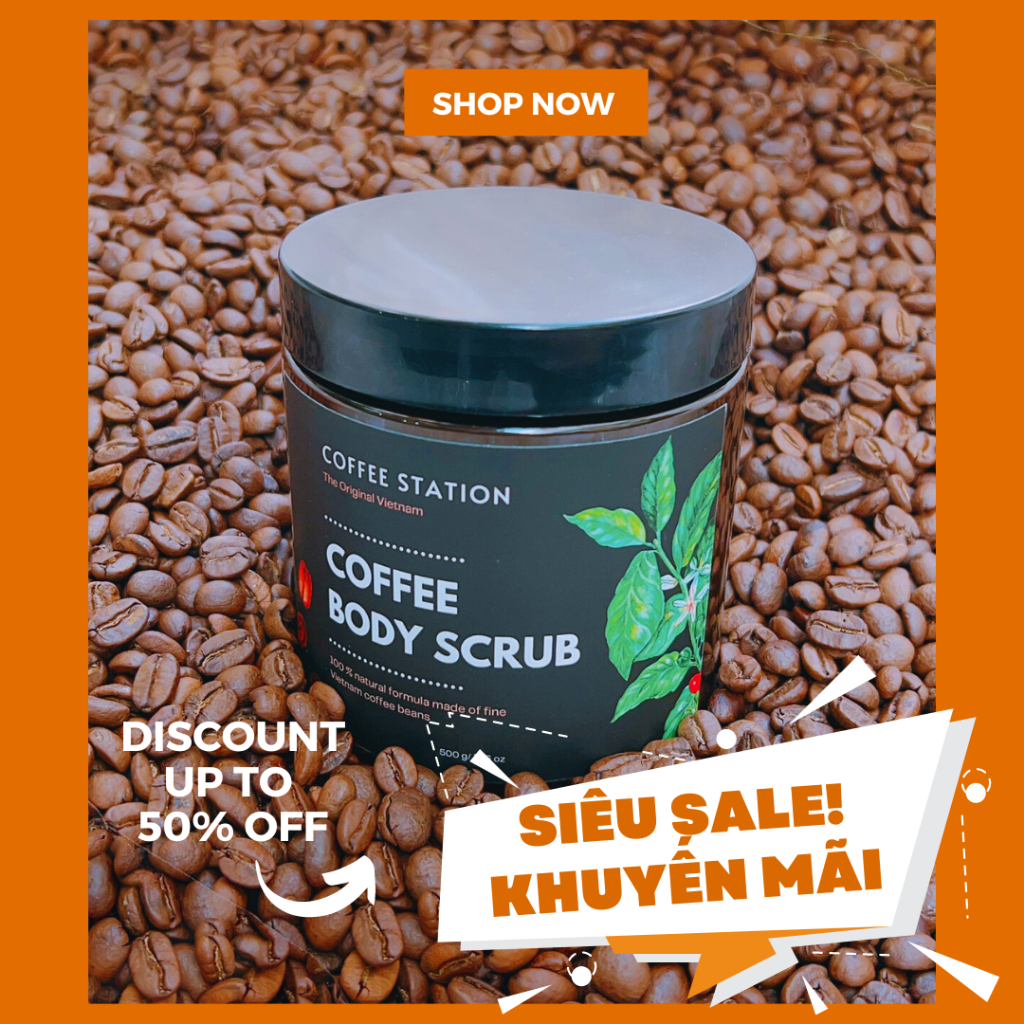 Tẩy tế bào chết hữu cơ từ hạt cà phê nguyên chất Coffee Station, 100% organic an toàn và dịu nhẹ cho mọi loại da!