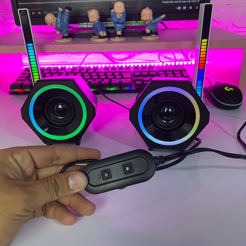 Loa Máy Tính Để Bàn Mini Led Rgb 2.0 Kisonli L-6060 Loa Vi Tính Laptop Gaming Nghe Nhạc Bass Lớn Có Dây
