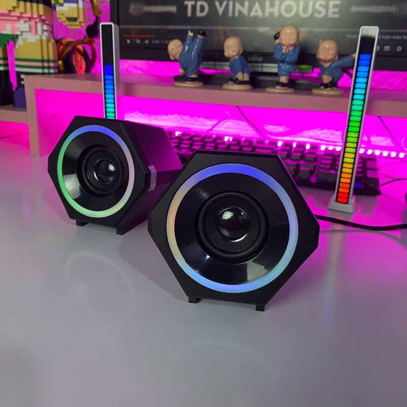 Loa Máy Tính Để Bàn Mini Led Rgb 2.0 Kisonli L-6060 Loa Vi Tính Laptop Gaming Nghe Nhạc Bass Lớn Có Dây