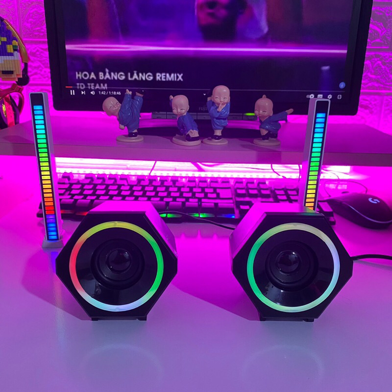 Loa Máy Tính Để Bàn Mini Led Rgb 2.0 Kisonli L-6060 Loa Vi Tính Laptop Gaming Nghe Nhạc Bass Lớn Có Dây