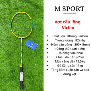 Vợt cầu lông carbon Vicleo , hàng chính hãng căng sẵn dây 11kg .