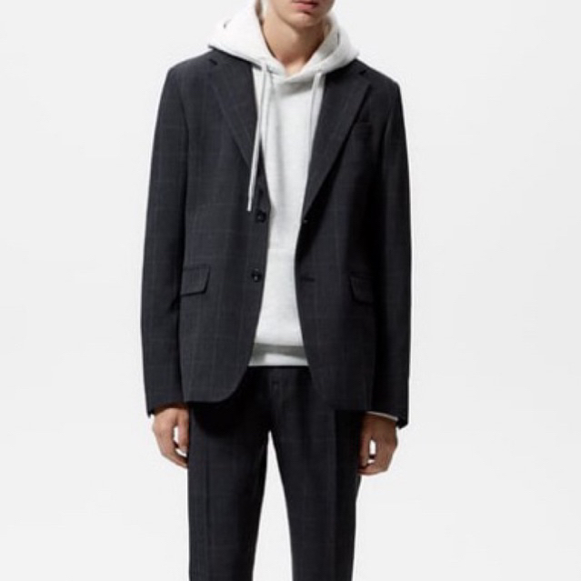 Áo khoác blazer kẻ caro Zara authentic CHECK SUIT size 48