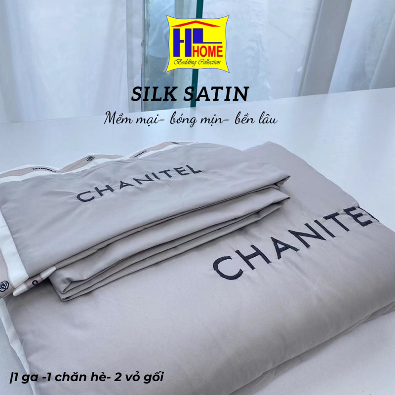 Bộ chăn ga lụa chăn hè chần bông chantinel thoáng mát, mềm mịn dùng 4 mùa
