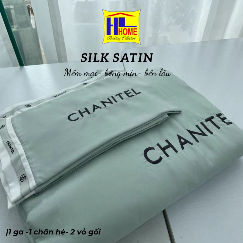 Bộ chăn ga lụa chăn hè chần bông chantinel thoáng mát, mềm mịn dùng 4 mùa