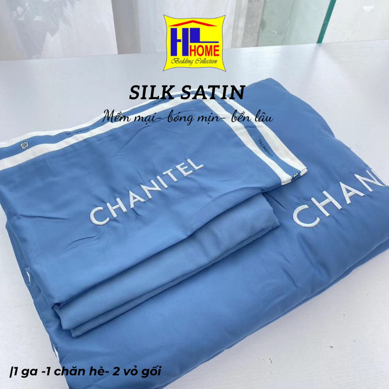 Bộ chăn ga lụa chăn hè chần bông chantinel thoáng mát, mềm mịn dùng 4 mùa