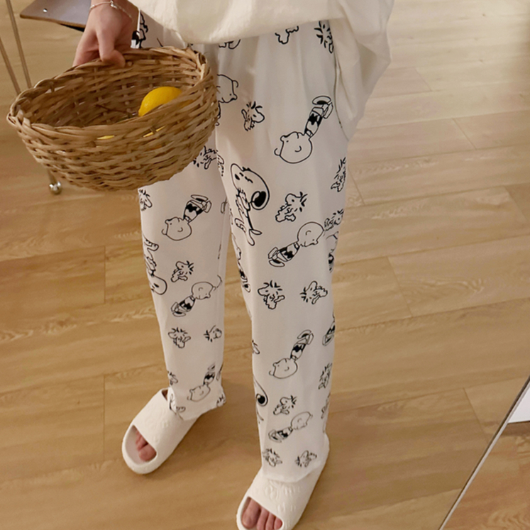 Quần Ngủ Basic Nữ, Quần Dài Dáng Rộng Chất Cotton Mềm Mại