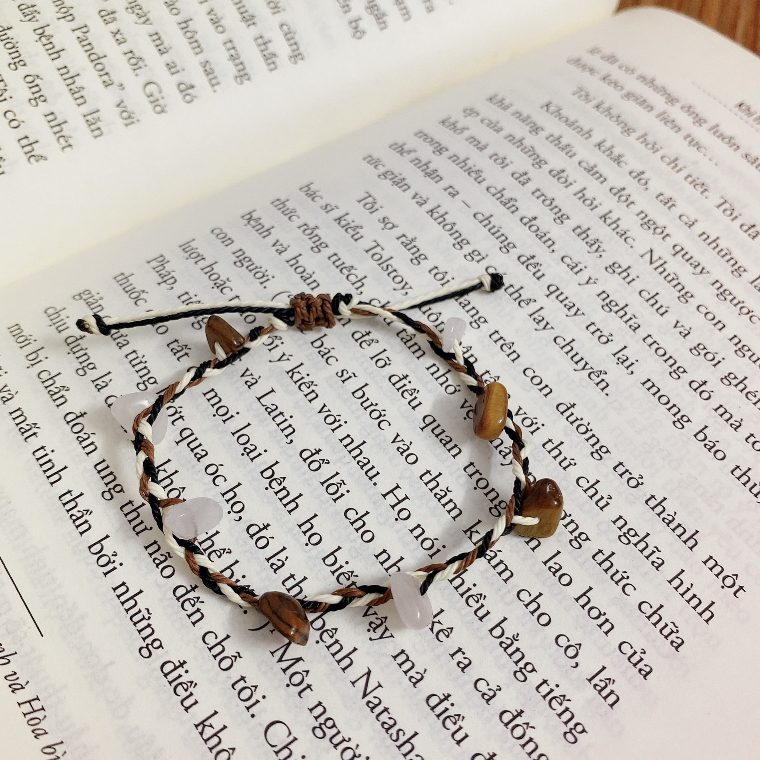 Vòng tay handmade lắc tay tết hạt thiên nhiên mix màu theo yêu cầu