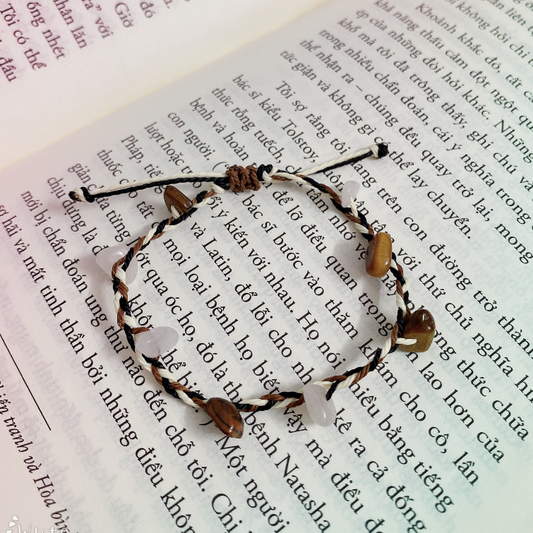 Vòng tay handmade lắc tay tết hạt thiên nhiên mix màu theo yêu cầu