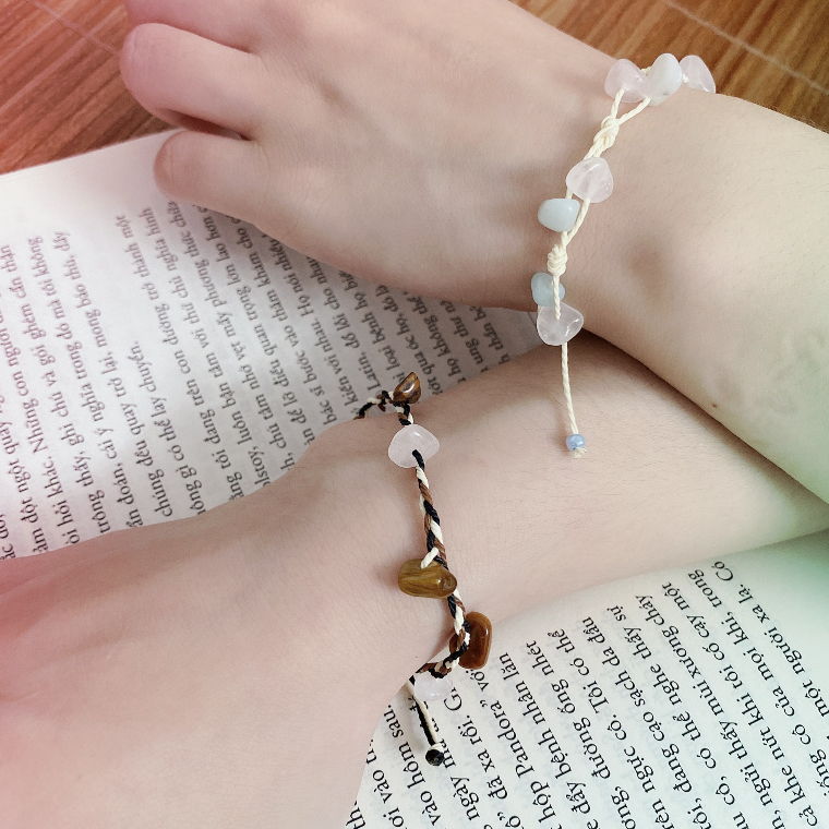 Vòng tay handmade lắc tay tết hạt thiên nhiên mix màu theo yêu cầu