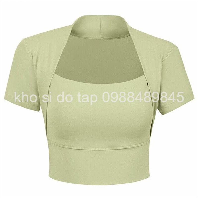 Mã SH02  áo bra tập gym yoga có tay dáng croptop thun lạnh co dãn hàng QC cao cấp