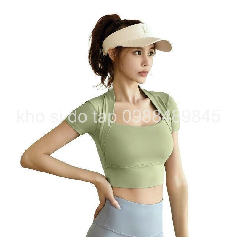 Mã SH02  áo bra tập gym yoga có tay dáng croptop thun lạnh co dãn hàng QC cao cấp