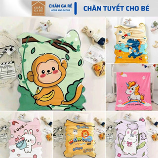 Chăn cho bé đi học chăn tuyết nhung cho bé hình ngộ nghĩnh chất tuyết nỉ nhung mềm mịn , rất an toàn cho bé KT 1m x 1m4