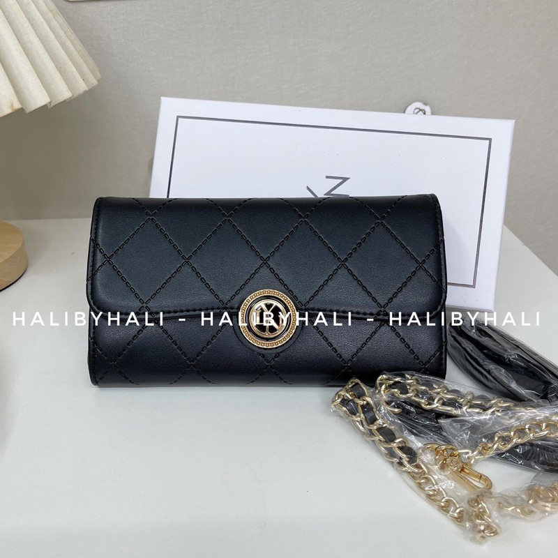 Ví lyn dáng dài hoạ tiết kẻ thời trang dễ dàng phối đồ kèm dây đeo chéo