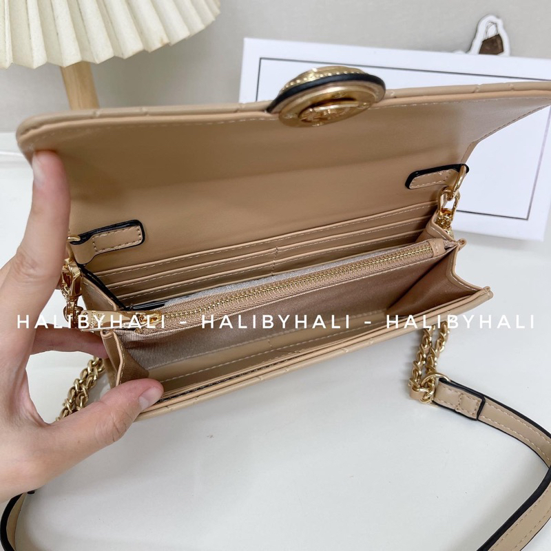 Ví lyn dáng dài hoạ tiết kẻ thời trang dễ dàng phối đồ kèm dây đeo chéo