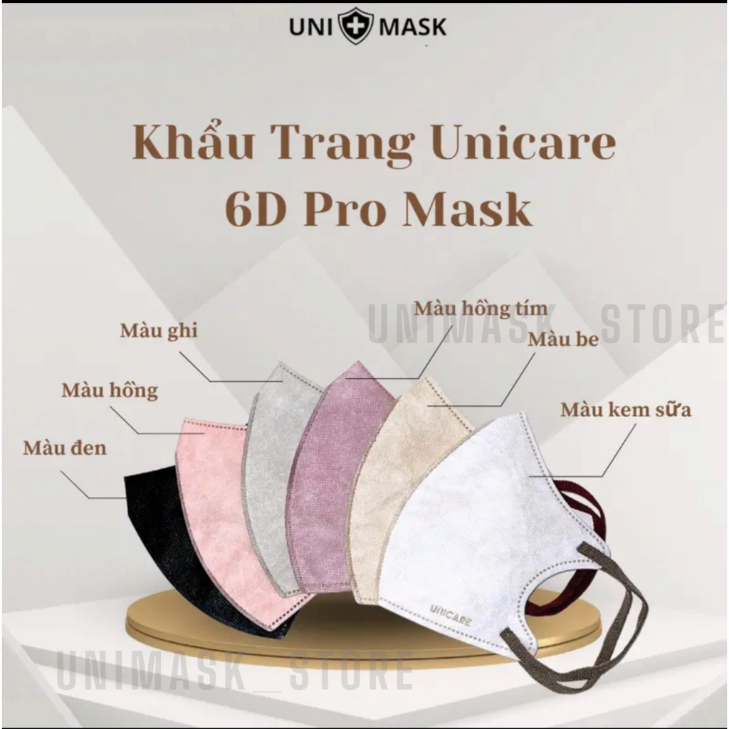 Combo 100 Chiếc Khẩu Trang 6D PRO MASK Airfit, Vải Không Dệt Chống Xù Lông, Khẩu Trang UNICARE Chính Hãng UNI MASK