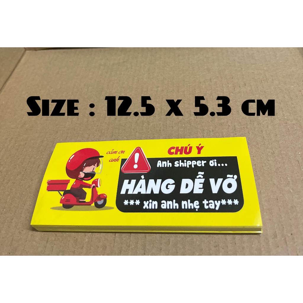 Tem nhãn dán cảnh báo hàng dễ vỡ có keo dán sẵn